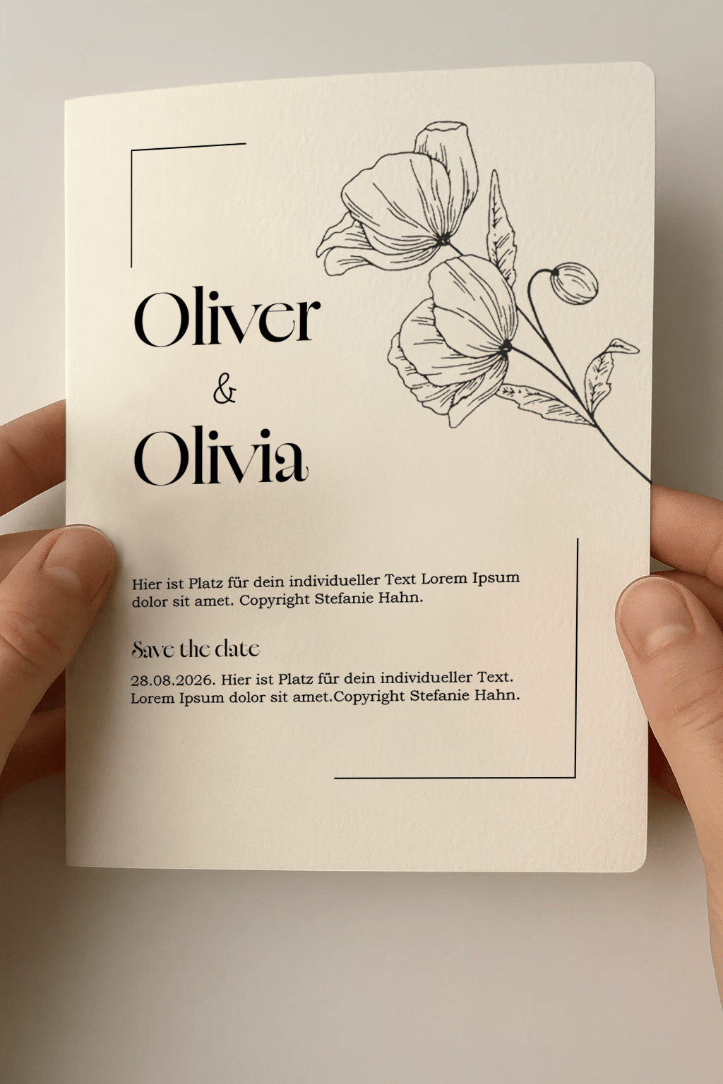 Beispiel Hochzeitsienladungskarte Design