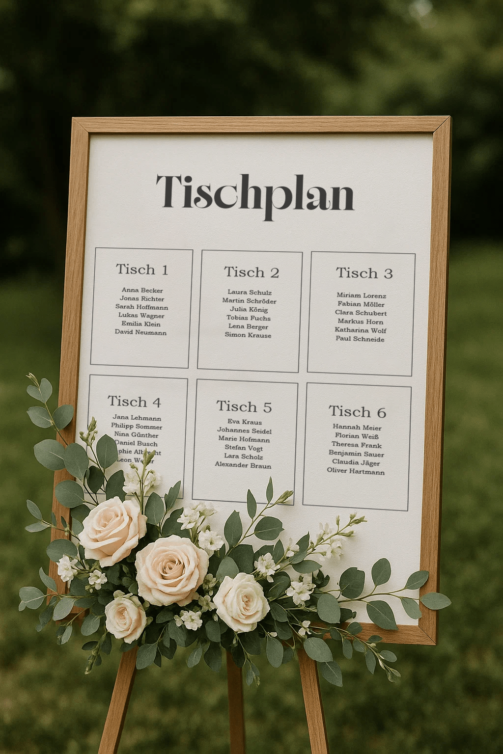 Beispiel Tischplan Staffelei